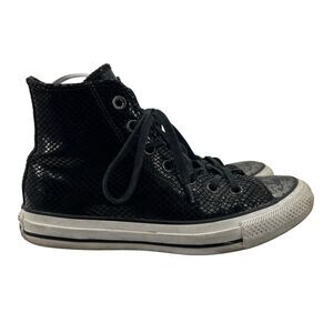 Converse Womens 7 Sneaker Black Gloss Textured Chuck Taylor All Star Skate Shoe
